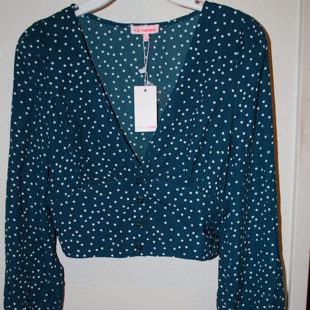 Lulu's Love Always Green Polka Dot Crop Top - NWT